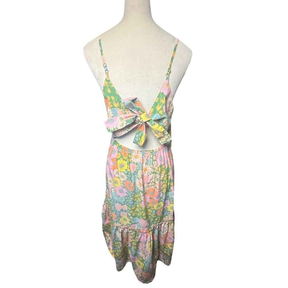 Scoop Floral Mini Dress Open‎ Back Bow Tie Cottagecore Boho Women's Medium 8/10 - Picture 2 of 4